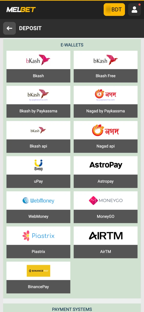 Top up your Melbet balance to play the crash games.