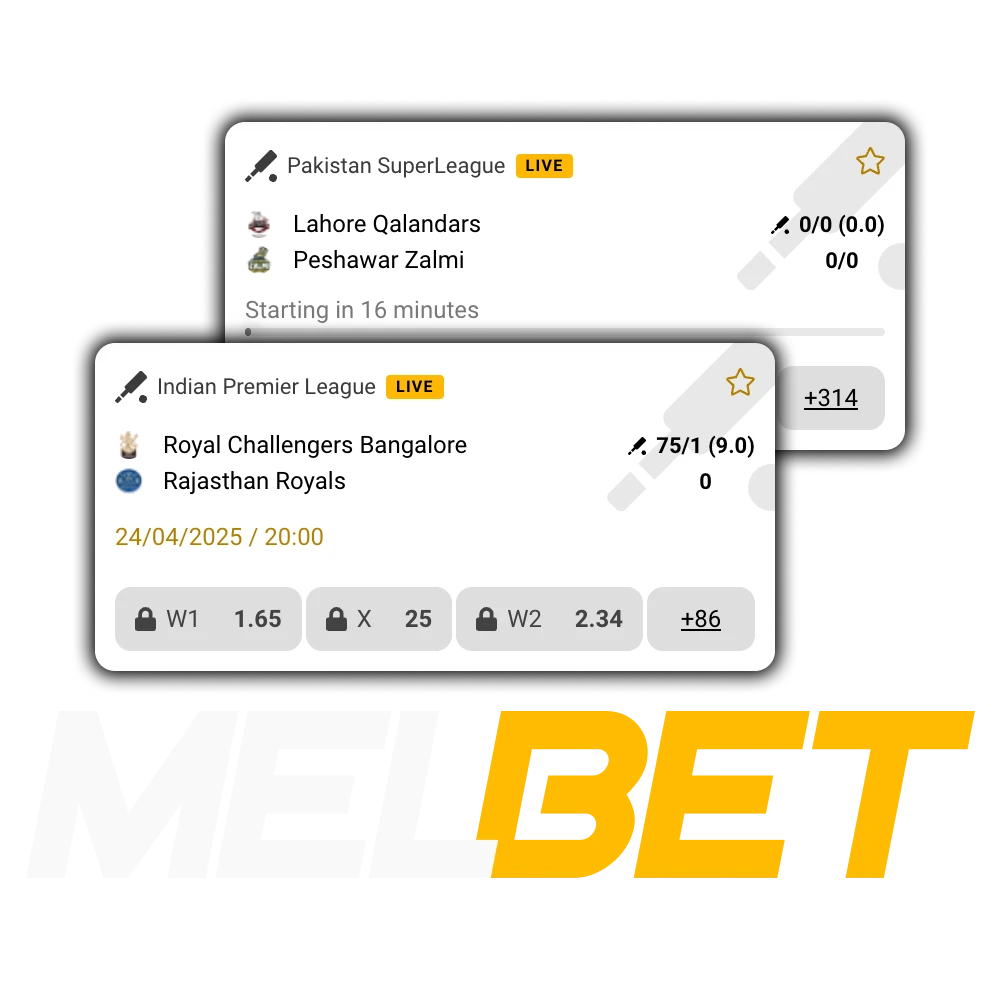 Bet on cricket with Melbet official betting platform.