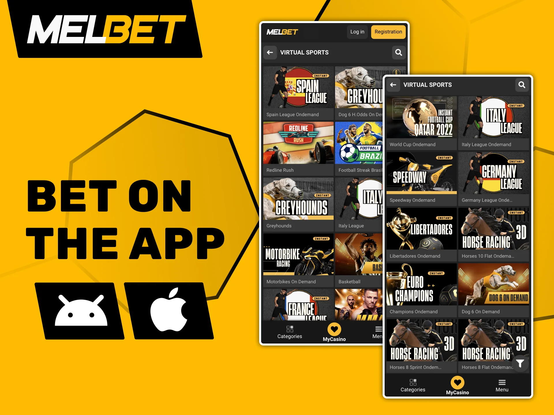 Virtual sports betting is available not only on the Melbet website but also in the mobile app.